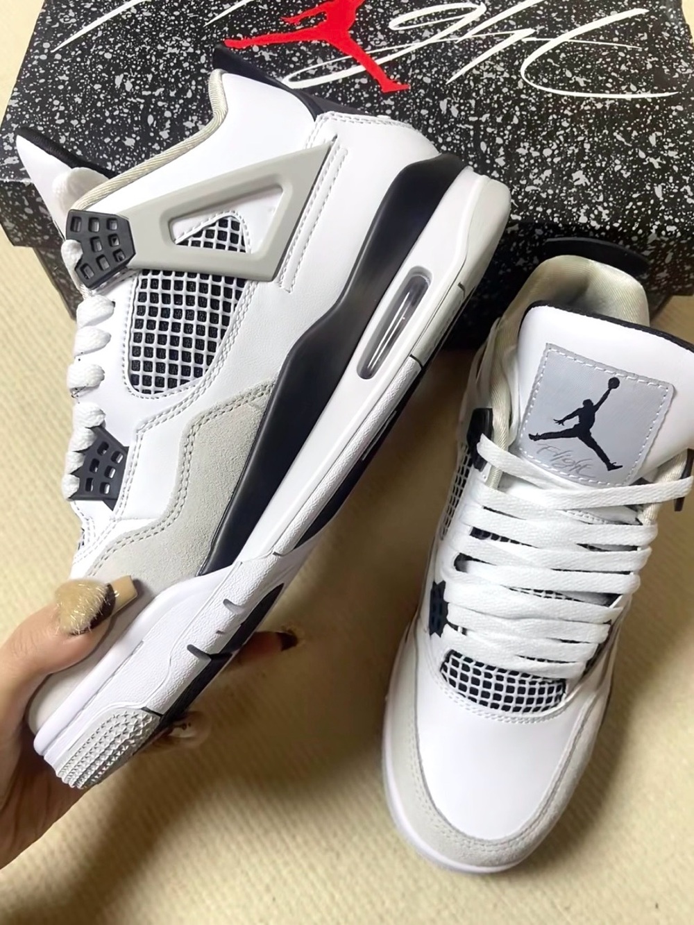 Jordan 4 Retro Military Black -Men's Classic Sneakers Shoes - Picture 2 of 5